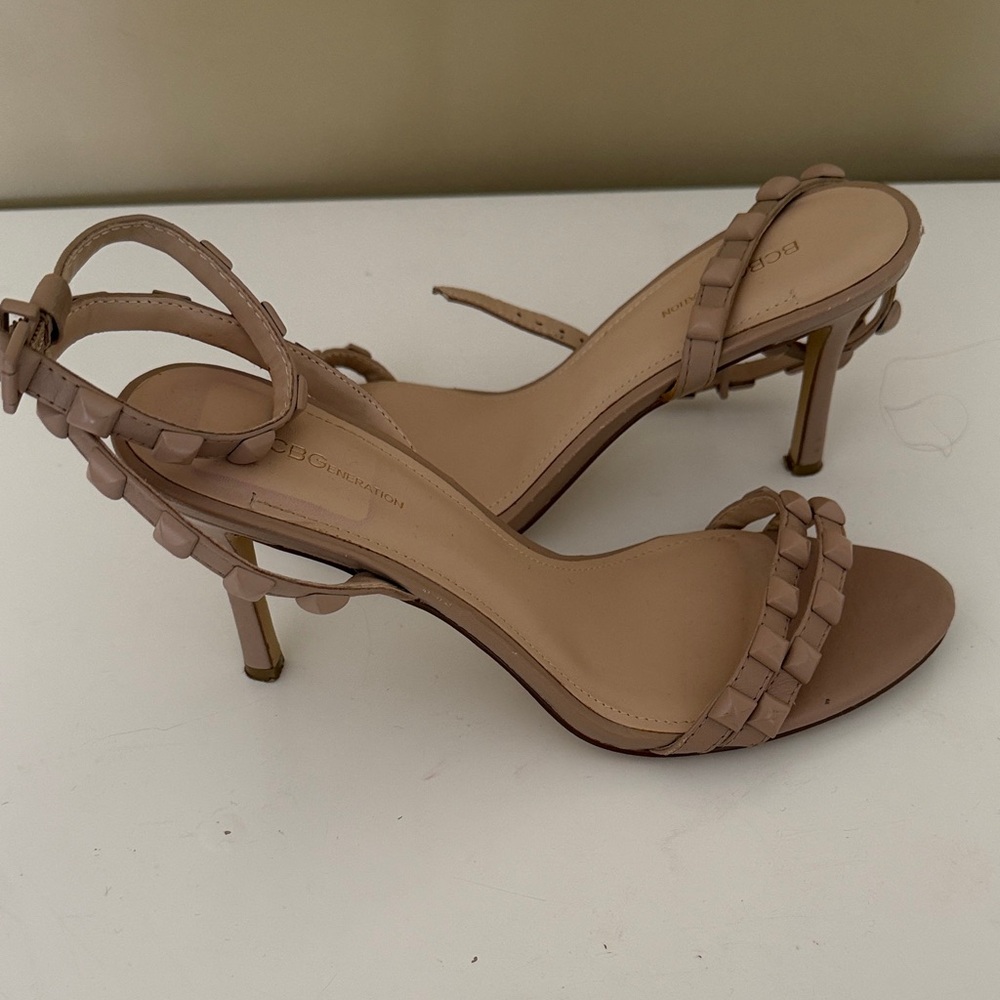 BCBG Nude Strappy Heels